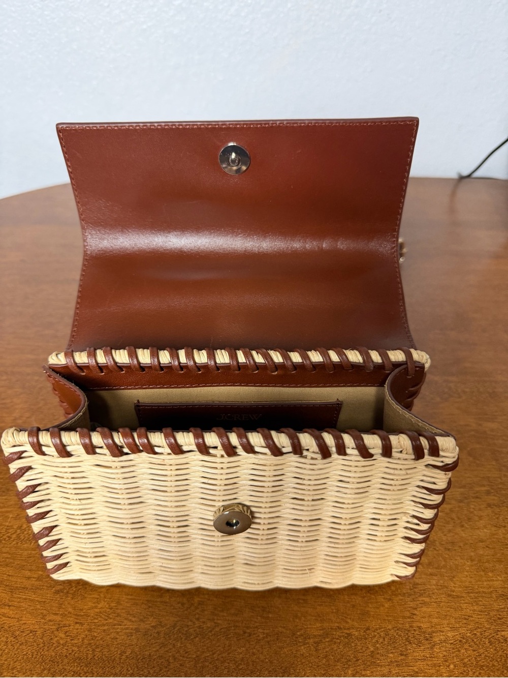 J.Crew Small Wicker & Leather Crossbody Bag - Picture 5 of 11